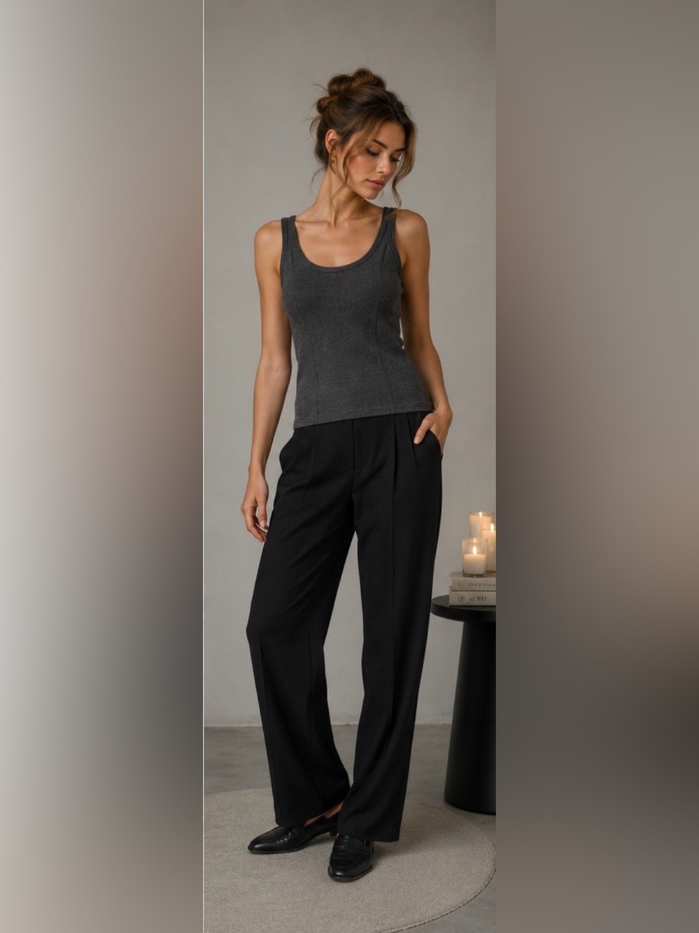 Charcoal Cashmere and silk camisole